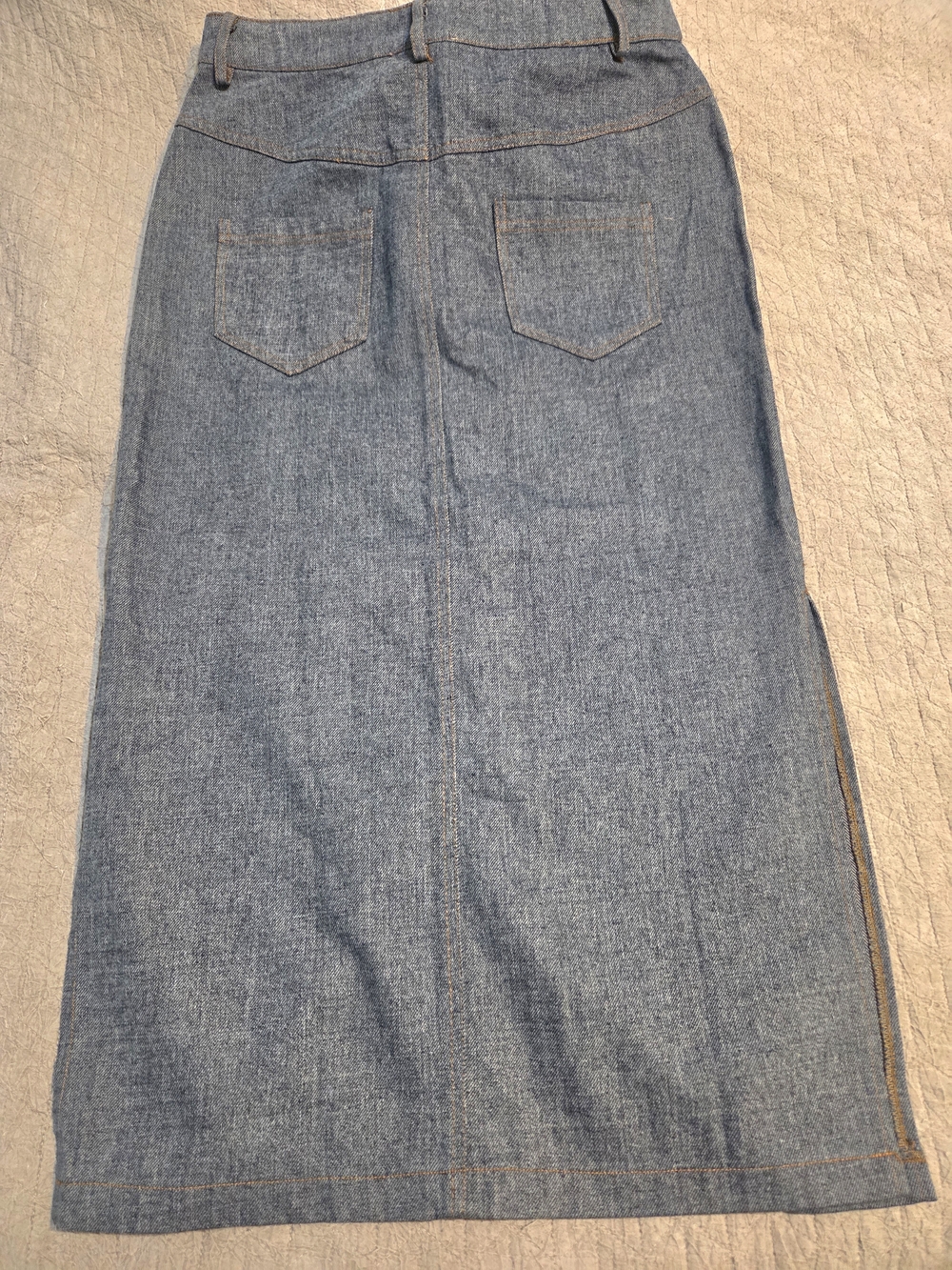 Button-Front Denim Maxi Skirt in Blue - Picture 5 of 6